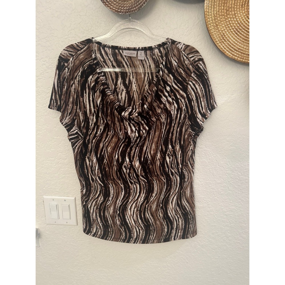 Chico's short-sleeve, cowled-neck blouse size 2‎
